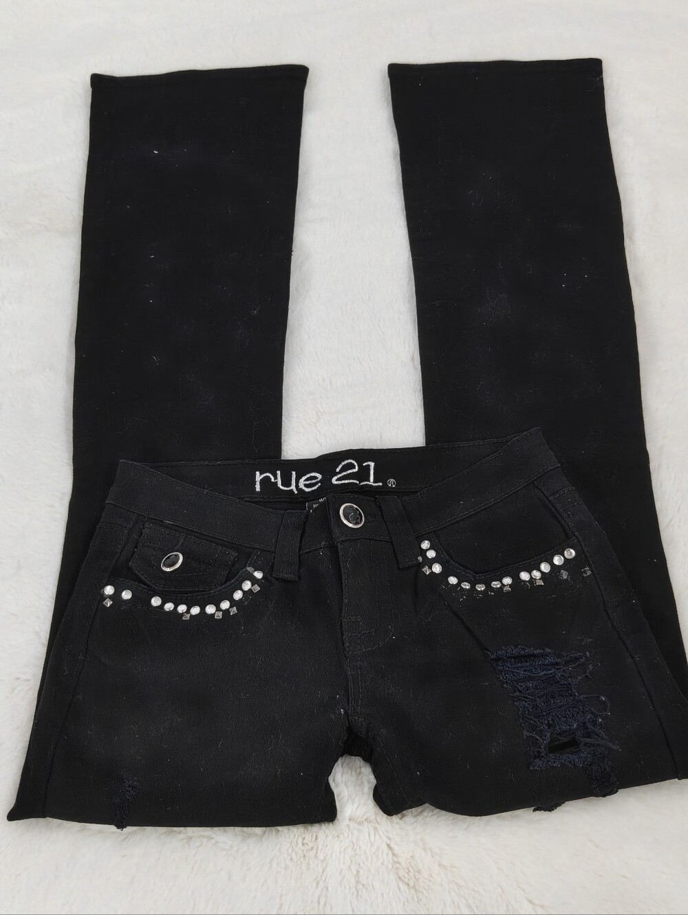 Rue21 Women's Rhinestone Skinny Jeans Lowrise 0 Black